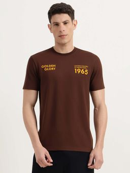 United Colors of Benetton - Men Brown Cotton Blend Relaxed Fit T-Shirt