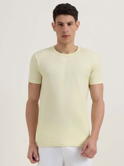 United Colors of Benetton - Men Yellow Polyester Blend Regular Fit T-Shirt