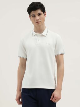 United Colors of Benetton - Men White Polyester Blend Relaxed Fit Polo T-Shirt