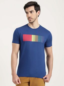United Colors of Benetton - Men Blue Pure Cotton Regular Fit T-Shirt