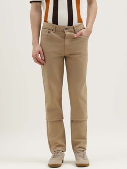 United Colors of Benetton - Men Khaki Cotton/Elastane Straight Fit Jeans