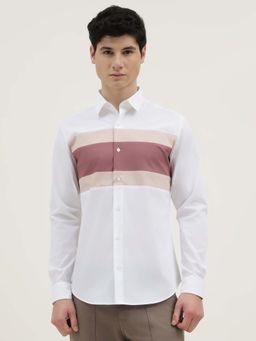 United Colors of Benetton - Men White Cotton Blend Slim Fit Shirt