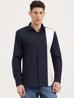United Colors of Benetton - Men Blue Cotton Lycra Slim Fit Shirt
