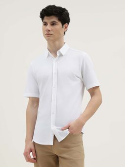 United Colors of Benetton - Men White Cotton Blend Slim Fit Shirt