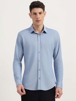 United Colors of Benetton - Men Blue Cotton Blend Slim Fit Shirt