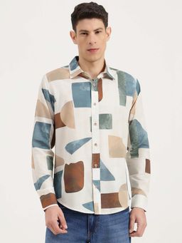 United Colors of Benetton - Men Multi-Color Cotton Blend Regular Fit Shirt