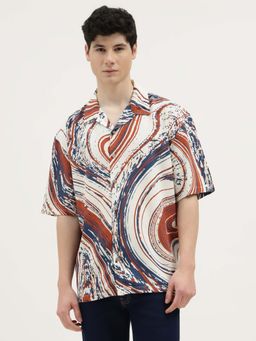 United Colors of Benetton - Men Multi-Color Viscose Oversized Fit Shirt