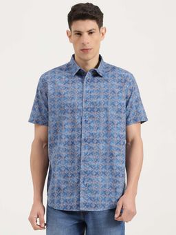 United Colors of Benetton - Men Blue Pure Cotton Relaxed Fit Shirt