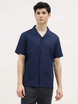 United Colors of Benetton - Men Blue Linen Blend Relaxed Fit Shirt