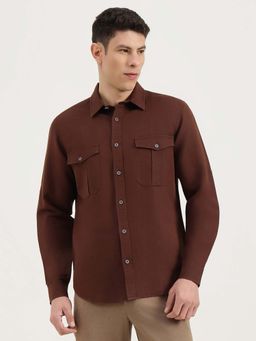 United Colors of Benetton - Men Brown Cotton Linen Blend Relaxed Fit Shirt
