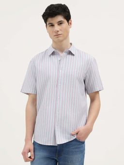 United Colors of Benetton - Men Grey Cotton Linen Relaxed Fit Shirt