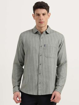 United Colors of Benetton - Men Grey Pure Cotton Regular Fit Shirt