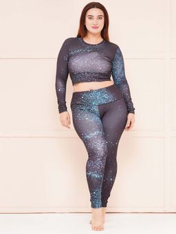 Keepfit - Women Printed Padded Crop Top and Tights