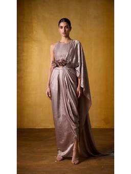 Label Iris - Taupe Saree with Blouse
