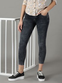 SHOWOFFFF - Women's Stretchable Clean Look Grey Slim Fit Jeans