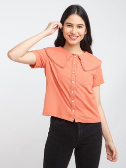 Zink London - Womens Orange Solid Top