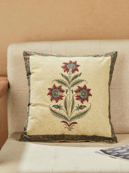 Fabindia - Beige Cotton Printed Cushion Cover