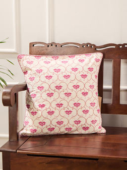 Fabindia - Pink Cotton Nirav Jaal Printed Cushion Cover