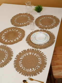 HOSTA HOMES - Natural Jute Hand Weaved Reversible Table Place Mats