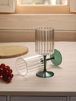 Trovea's - Teal Ripple Wine Glass(Pack Of 2)