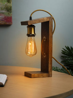 Homesake - Table Wooden Lamp with Gold Holder