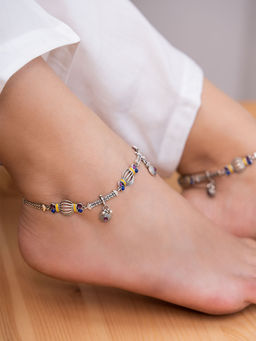 Shaya by CaratLane - Dhol Motif Anklets In 925 Silver