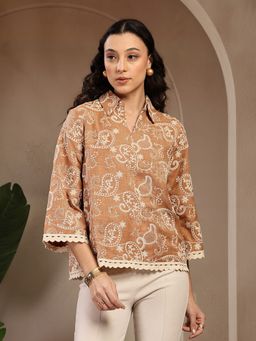 Gipsy - Beige Embroidered Cotton Top