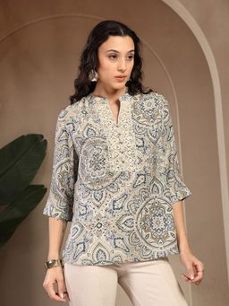 Gipsy - Blue Printed Rayon Top