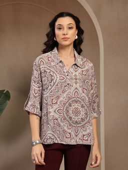 Gipsy - Grey Printed Rayon Top