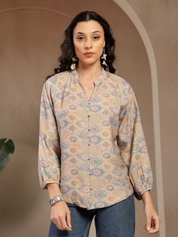 Gipsy - Cream Printed Rayon Top