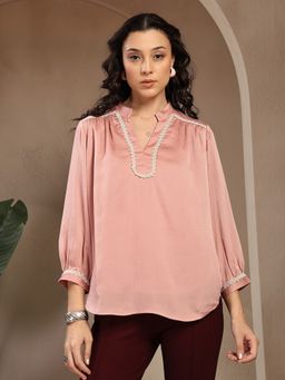 Gipsy - Pink Embroidered Polyester Top