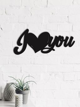 eCraftIndia - "I Love You" Black Wood Wall Art Cut out, Ready to Hang Home Decor