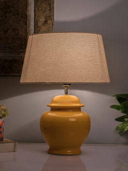 Homesake - Ceramic Pot Yellow Table Lamp 2 Piece Beige
