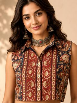 WineRed - Women Paisley Print Ethnic Shirt