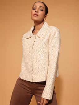 BLANC9 - Off-White Jacket With Gold Sequins