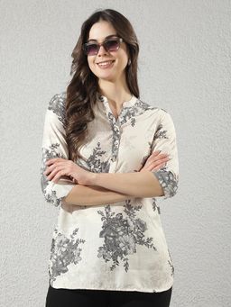 CRIMSOUNE CLUB - Womens Black Floral Printed Top