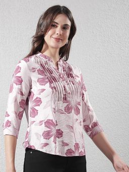 CRIMSOUNE CLUB - Womens Pink Floral Print Top