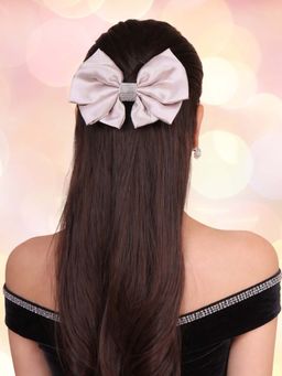 OOMPH - Women Light Pink Satin Hair Bow Clip