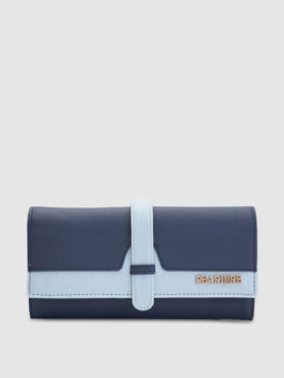 Pearlure - Lisa Wallet for Women Italian Vegan Leather - Navy Blue