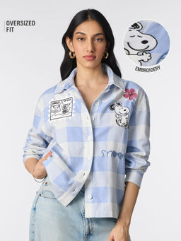 The Souled Store - Women Blue Official Peanuts Gurgle Shirt