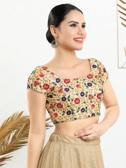 VAMAS - THE DESIGNER BLOUSES - Women Off White Round Neck Padded Stitched Blouse