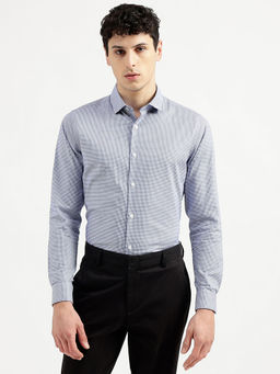 United Colors of Benetton - Blue Slim Fit Semi-cutaway Textured Shirt