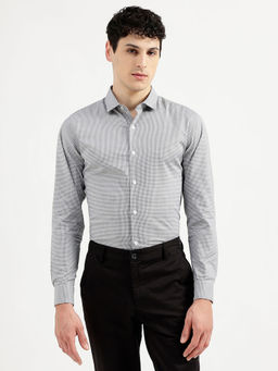 United Colors of Benetton - Grey Slim Fit Semi-cutaway Textured Shirt