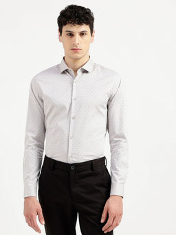 United Colors of Benetton - Grey Slim Fit Semi-cutaway Textured Shirt