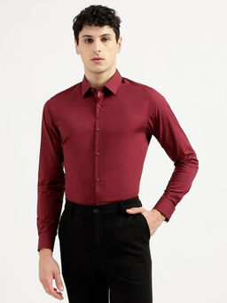 United Colors of Benetton - Red Slim Fit Collar Neck Solid Shirt