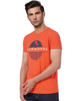 Jack & Jones - Orange Graphic Print Crew Neck T-shirt