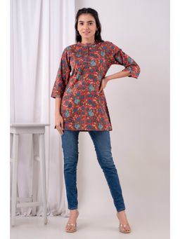 Kohsh - Women Printed Red Cotton Tunic