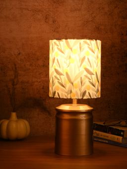 Green Girgit - Metal Golden Lamp with Multi-Color Yellow Leaf Lamp Shade