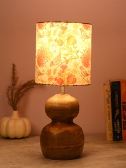 Green Girgit - Double Dome Wooden Lamp with Multi-Color Birdy Shade
