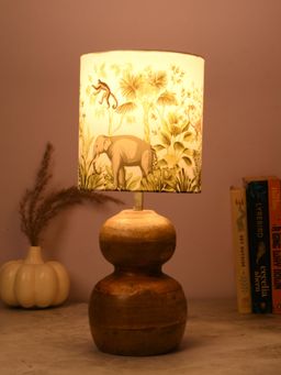 Green Girgit - Double Dome Wooden Lamp with Multi-Color Jungle Shade